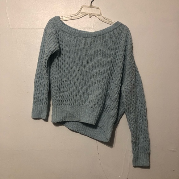 Polly & Esther chenille  sweater dropped  shoulder light blue medium - Picture 3 of 8